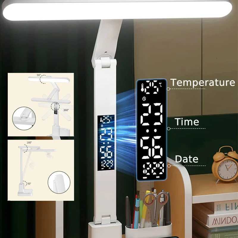 LED Learning Desk Lamp USB CharginG Holder Unilateral Clock Three-Level Light Source Adjustment Long Press Stepless Dimming M251114