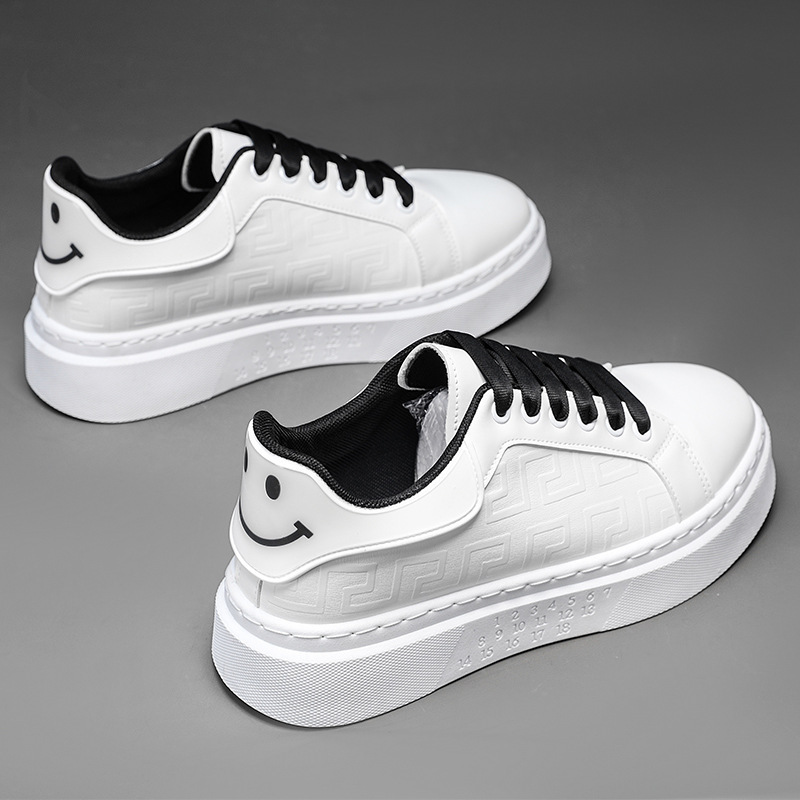 Free shipping designer casual shoes men flat shoes trendy fashion comfortable thick soled height increasing flat shoes white