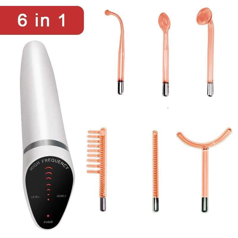 Handheld High Frequency Beauty Hine 6 In 1 Electrode Wand Violet Ray Hair Growth Wrinkles Removal Skin Care Tool