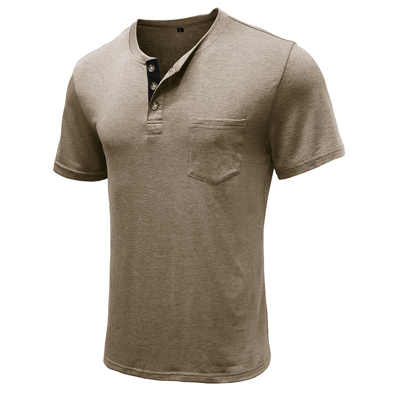 Summer mens short sleeved T-shirt Mens bottom shirt Round neck T-shirt Mens Henry shirt
