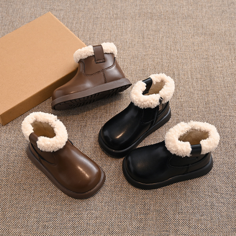 Classic Kids Winter Soft Fluffy Girls Boys Snow Fashion Versatile Warm Walkfashion Children's Causal School Toddler Ankle Boots Non-slip dh192238