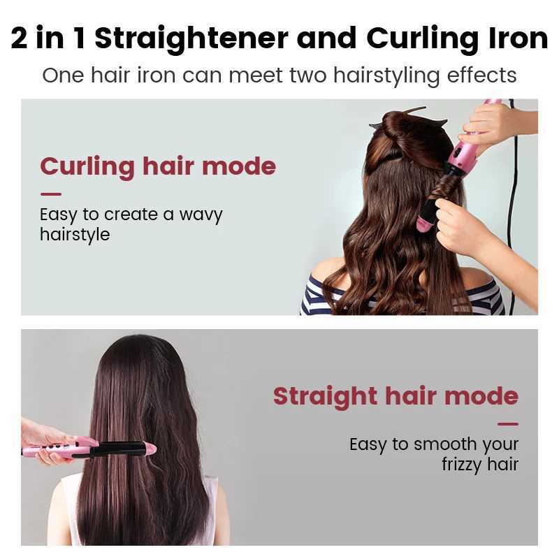 Hair Curler Professional curling iron 2 in 1 Hair Straightener and Curler Portable curler iron Ceramic Hair Straighten iron 809IT251114