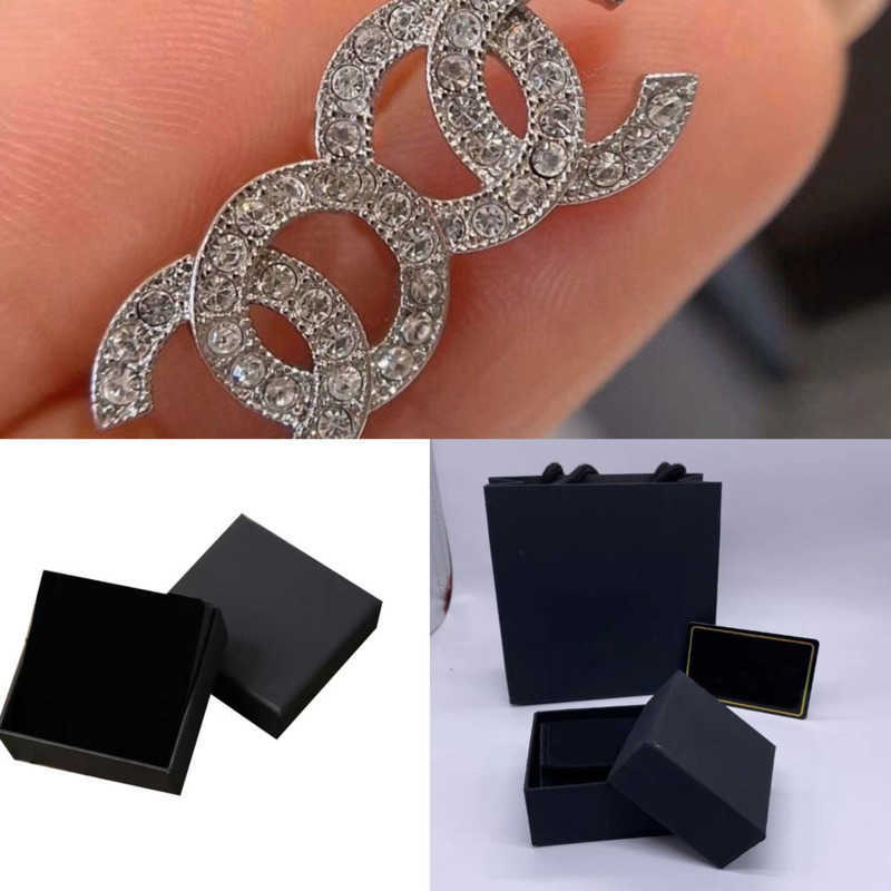 cc earring Stud Earrings Dia Woman mini Sier Plated Double Letter Crystal Rhinestone Earring Jewelry Wholesale ch cl S251113WZDO