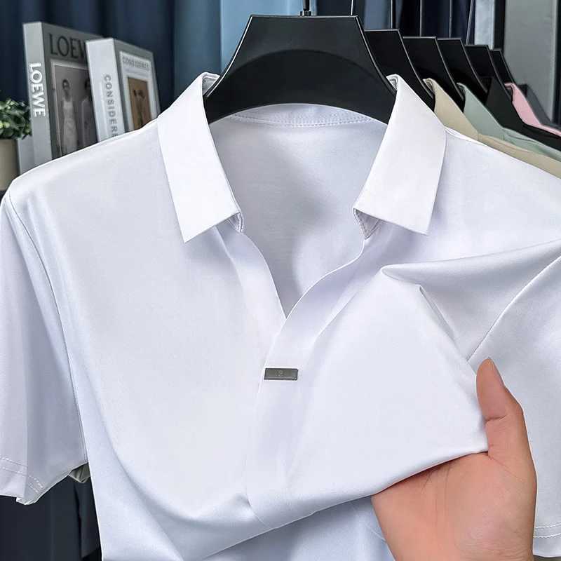 High quality summer new business hot stamping mens short sleeved long sleeved polo shirt with a stylish casual collar and luxurious cut collar W250414