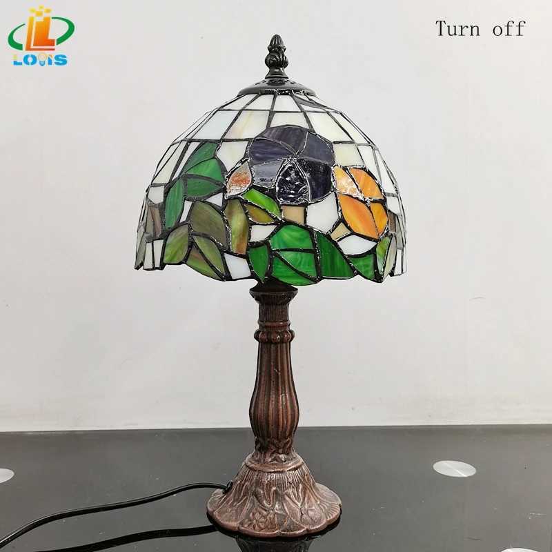 8-Inch Petunia Table Lamp Tiffany Style Hand-welded Inlaid Art Glass Bedroom Reading Study Night Light E27 110V 120V 220V 230V M251114