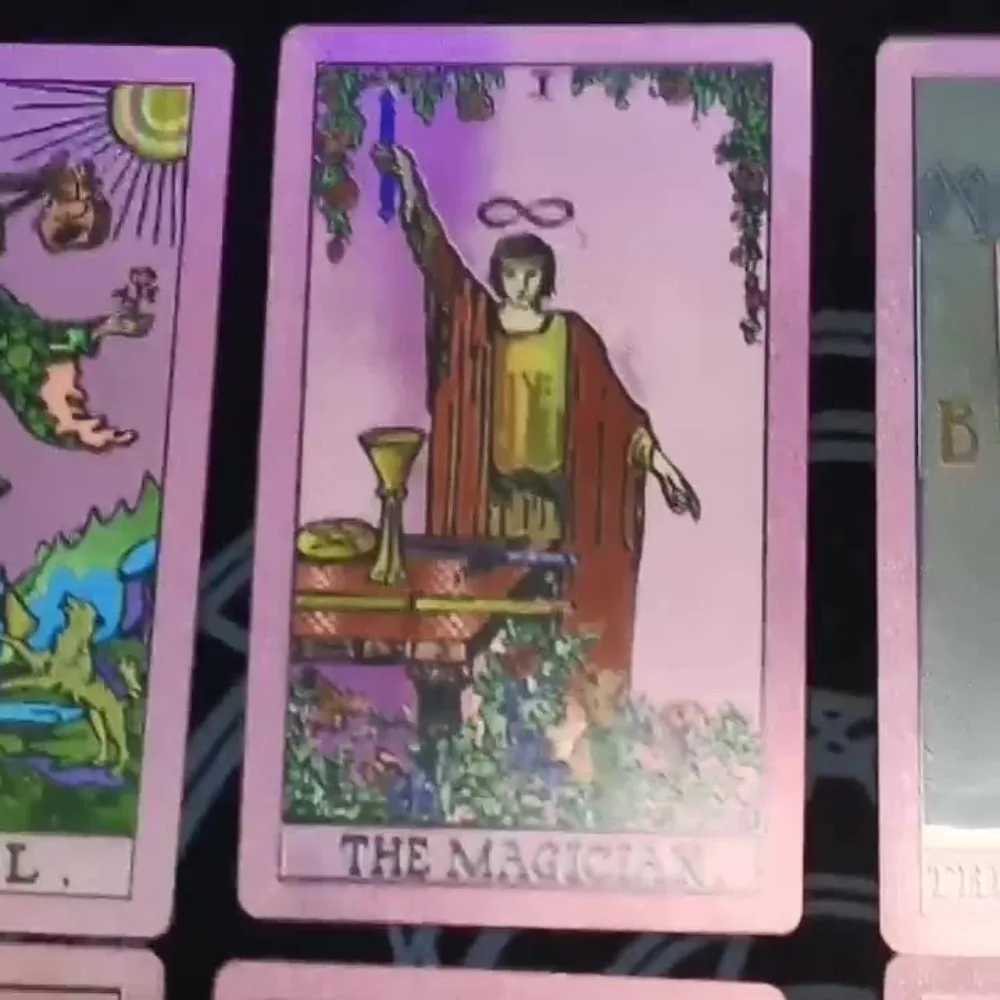 Holographic Iridescent Fluorescent Gold Foil Rider Tarot Deck 127cm 78 Pcs Waterproof PET Wear-resistant Tarot Cards C251114