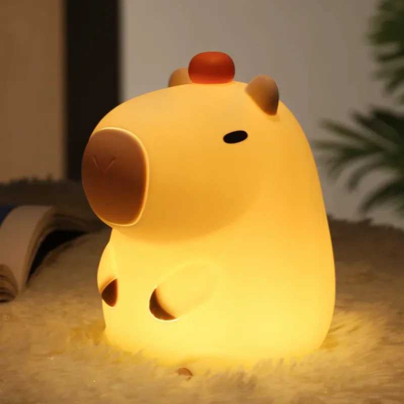 Cute Cartoon Capybara Night Light Silicone Animal Lamp USB Rechargeable Timing Dimming Sleep Night Lamp for Childrens Gifts M251114