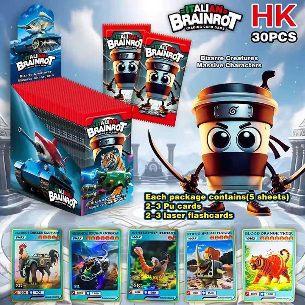 new 288PCS Italian Brainrot Collection Cards Toy Tungtungtung Sahur Tralalero Tralala Card Game Trading Cards Kids Birthday Gift C251114
