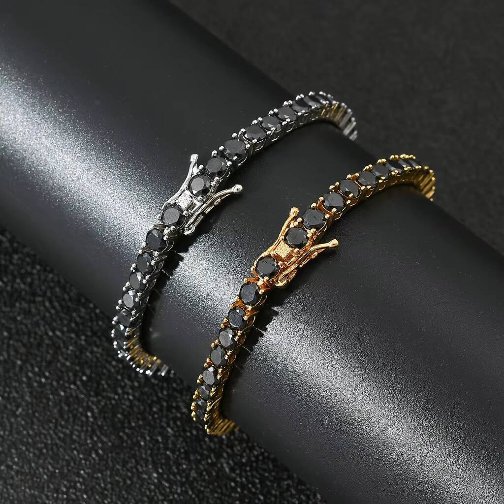 S925 Silver Black Tennis Women Bracelet VVS Iced Out Moissanite Diamond Bracelet Gold Plated 4mm Hip Hop Black Men Tennis Chain