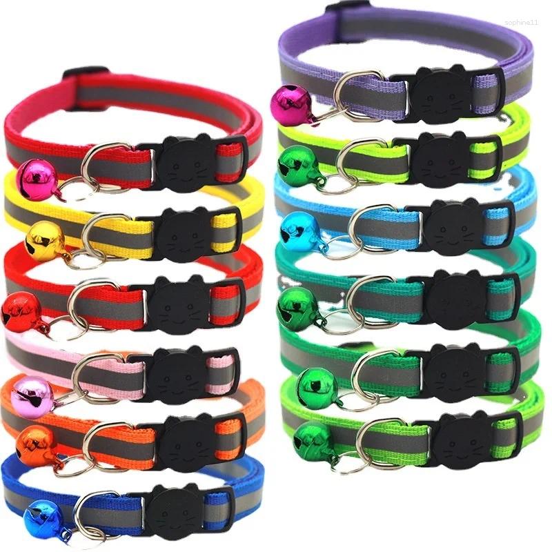 Update 100Pcs Pet Round Ears Cat Buckle Reflective Head Safety Separate Dog Bell Collar