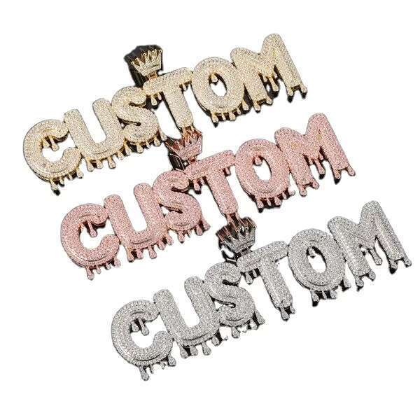 De GRA Certificate Pure Sier VVSMossinate Iced Jewelry Initial Moissanite Pendant Necklace