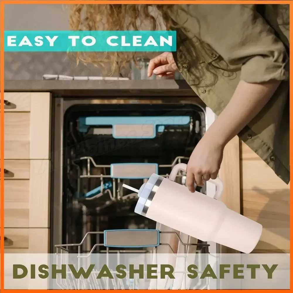 1200ml Travel Water Mug 40oz Thermos Cups with Straw Travel Mug with Handle In-Car Vacuum Car Thermos Coffee Cup Double Layer C251114