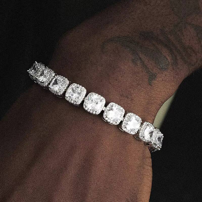 925 Silver VVS Moissanite Tennis Bracelet Iced Out Chain Rock Sugar Style Hiphop Jewelry Yellow White Gold Plated 6mm 7 Inches
