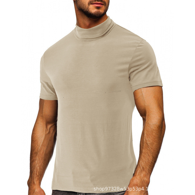 2023 Summer High Collar Underlay Mens Short Sleeve Mens T-Shirt Mens Underlay Top Mens T-Shirt