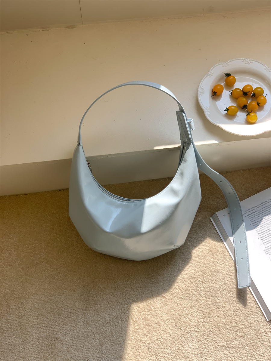 Chic Simple Shoulder Messenger Bag for Women - Soft Leather Dumpling-Style Armpit Carryall