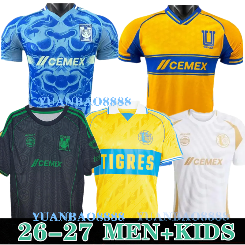 25 26 Tigres 65th Anniversary Retro Jersey Tigres UANL soccer jerseys 2025 2026 GIGNAC Mexico liga earth day MX Vargas PIZARRO NICOLAS football shirts XXXL 4XL