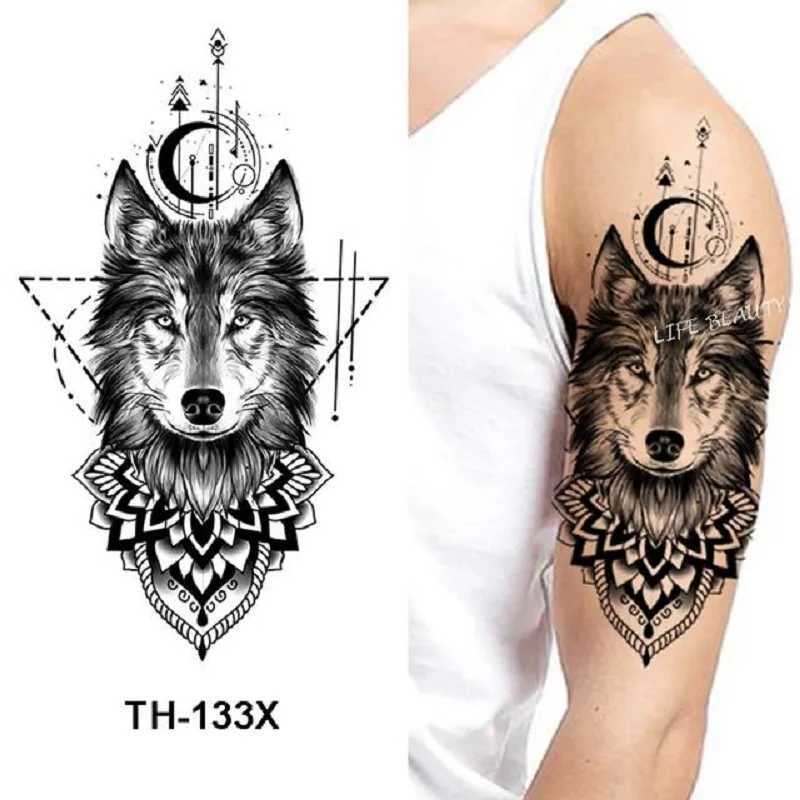Mens Fake Tattoo Stickers Cold Arm Temporary Stickers Big Head Lion Tiger Wolf Tattoo StickersXJ25414