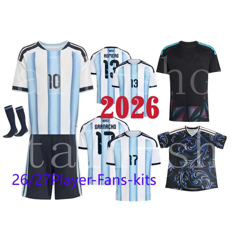 Argentina's new 2026 World Cup national team home player/fan/children's football jerseys