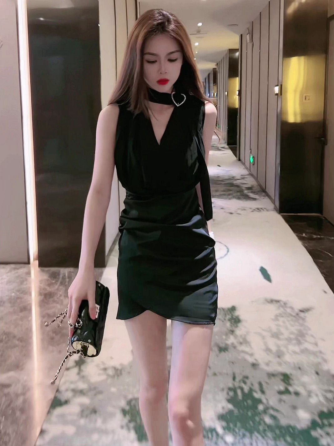 G7170 High quality French pure desire chiffon dress female summer new French lining small sling sleeveless hip skirt