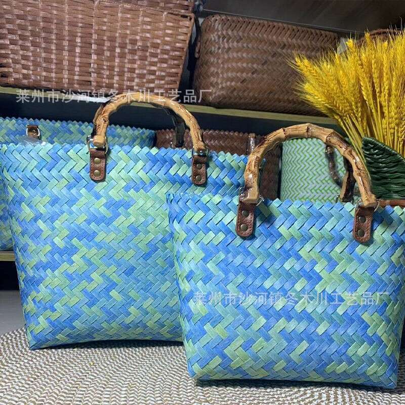 Handmade Beach Bag 2024 Mid Autumn Festival Mooncake High End Gift Handbag Fashion Women's Tote Straw Woven Bag Kq2