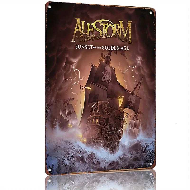 Alestorm - Sunset on the Golden Age Deluxe Edition Metal Tin Sign Vintage Pirate Ship Wall Art with Design Iron MM251114