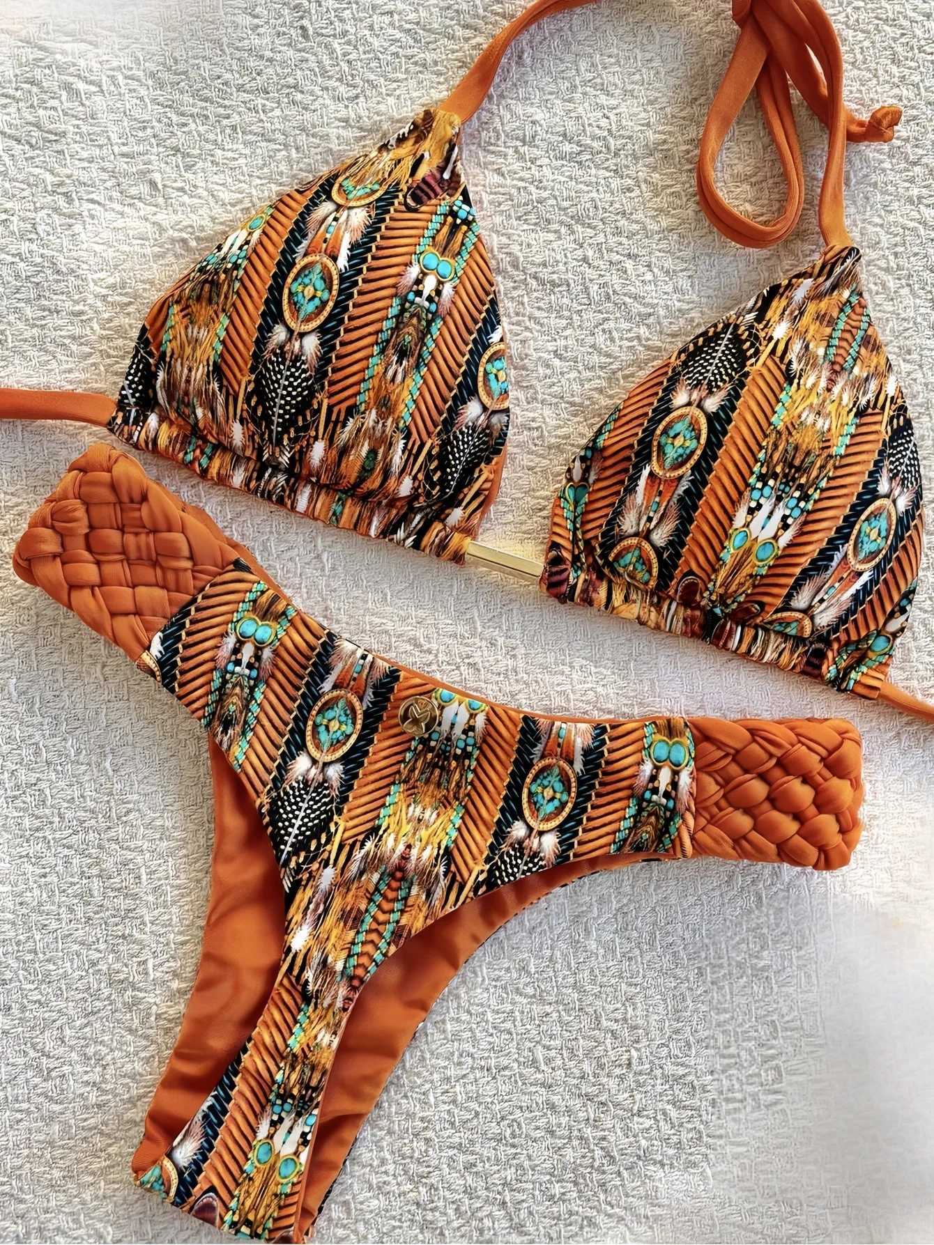 RUOTONSEPT Print Halter Mini Thong High Cut Bikini Female Swimsuit Women Swimwear Two-pieces Bikini set Bather Bathing Suit SwimW251113
