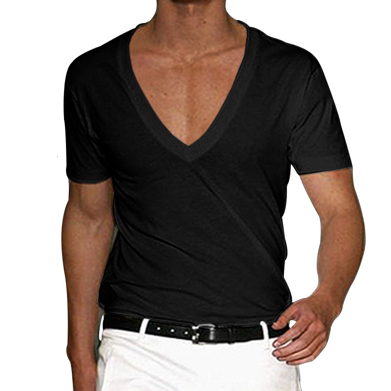 2025 Mens T-shirt Clothing Mens V-neck Solid Large Casual Short Sleeve T-shirt