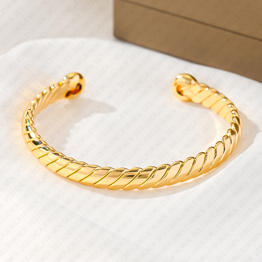 Designer Bracelet Bracelet for Women Twisted Rope Bracelets Gold Bangle Chunky Open Bangles Luxury Jewlery Designer for Women Elegant Timeless Gift Pr