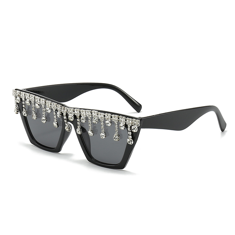 Large Frame Diamond Set Fashion Versatile Party Sunglasses