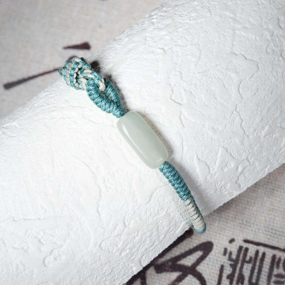 Dunhuang "Iced Essence" Hetian Jade Cord - Refined White Nephrite Bracelet for Pure Clarity & Composure, Adjustable Design