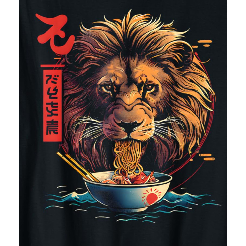 T shirt for Mens Funny Lion Cool Animal Lover Graphic Cat King Ramen Noodle Graphic Tee Casual Tops Clothes Short sleeve fashion