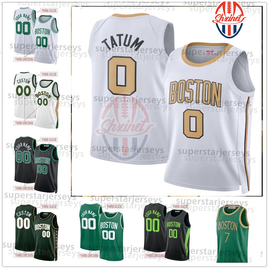 0 Jayson Tatum 2025-26 City Edition Green/Beige/White Basketball Jersey 33 Larry Bird 4 Jrue Holiday Brown 11 Payton Pritchard Stitched Custom From su