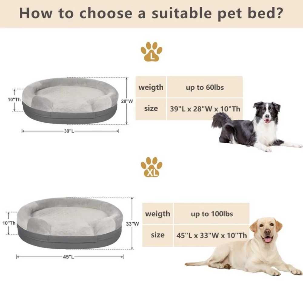 Memory foam dog bed for large dogs with washable and removable cover non slip bottom durable design 39 L x 28 W x 10 X250412