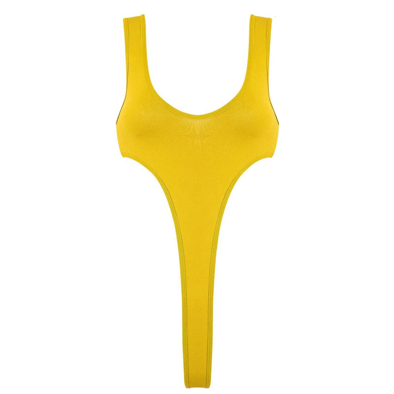 Womens Swimsuit One Piece Silky See Through Sheer Lingerie Swimwear Deep Scoop Neck Sleeveless High Cut Thong Leotard BodysuitW251113