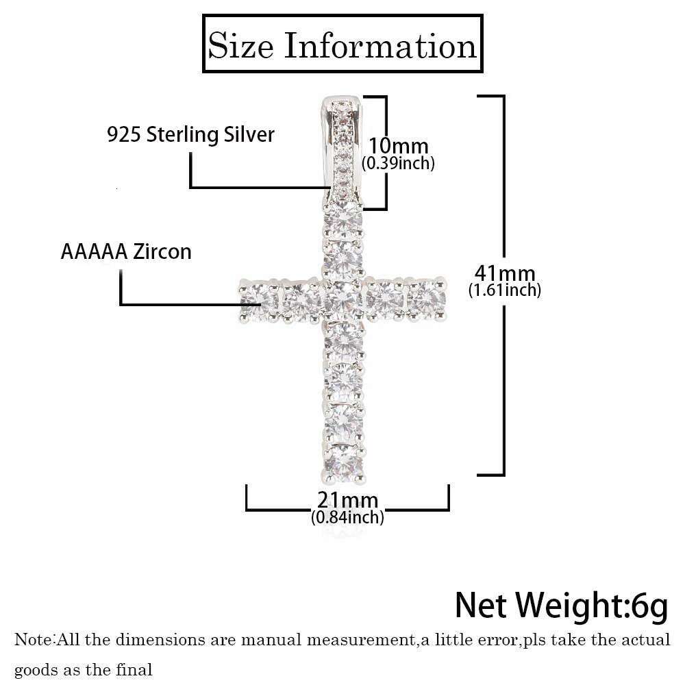 ESKEEM Hip Hop Jewelry 925 Sterling Sliver with CZ Diamond Cross Pendant Personalized Trendy 5A Cubic Zirconia Cross Necklace