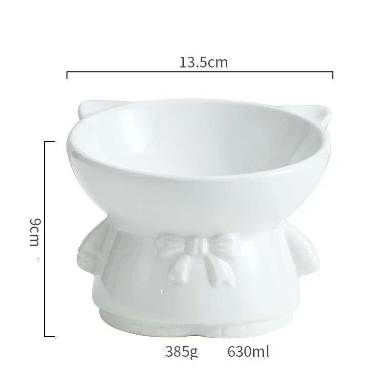 Ceramic Cat Bowl Combination Double Bowl High Feet Oval Mouth Neck Protection Drinking Water Dog Basin Cat Bowl Pet Supplies 250414