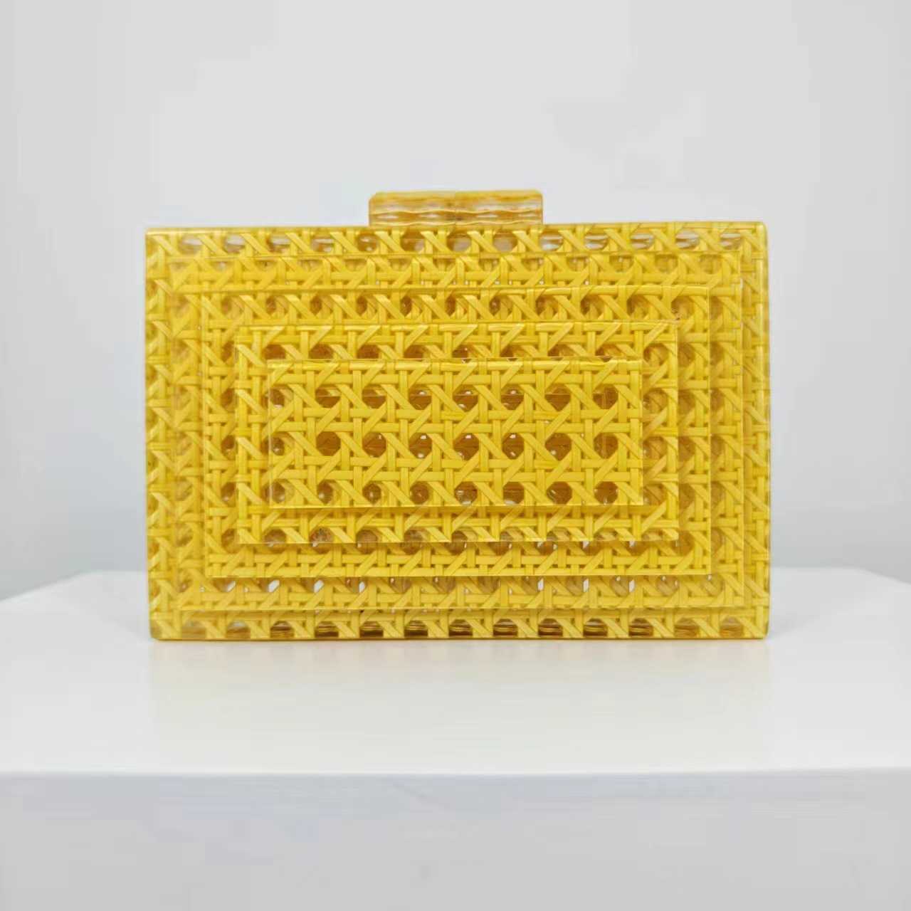 selling new rattan acrylic dinner bag hand held bag one shoulder diagonal cross wedding Fashion womens bag