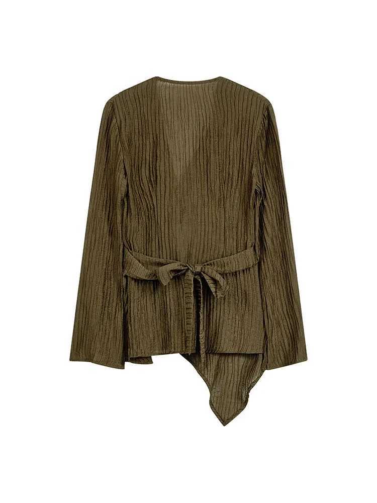 Summer womens French 90s vintage solid color set loose set 2-piece long V-neck shirt+Midi skiing newXJ250414