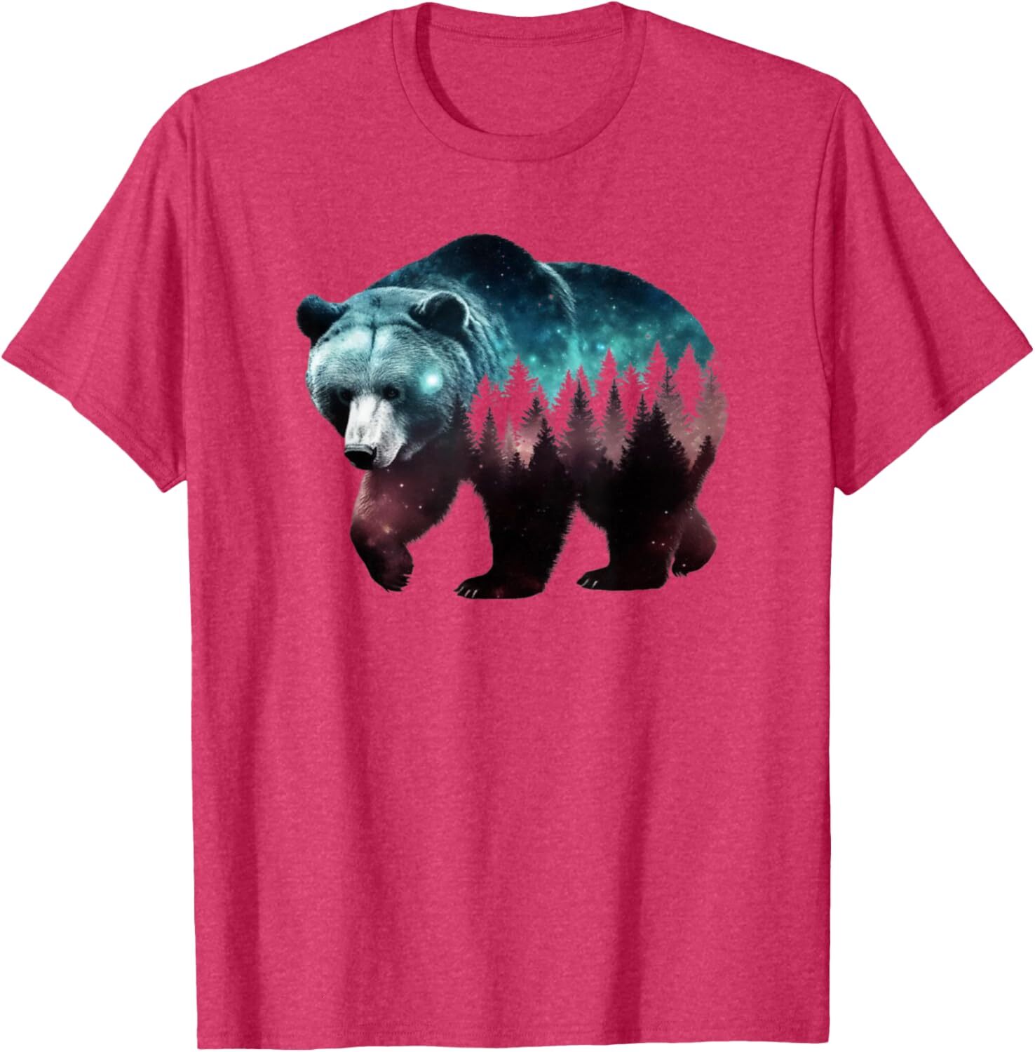T shirt for Mens Bear Double Exposure Surreal Wildlife Animal Tee Graphic Tee Casual Tops Clothes Short sleeve cool fashion