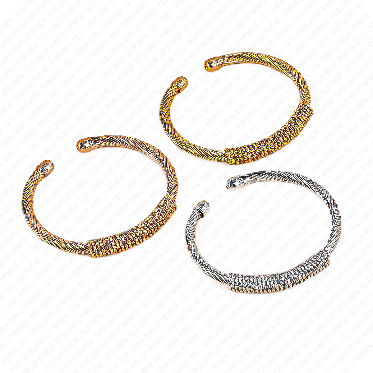 Designer Bracelet for Women Three Piece Luxury Gold Bracelets Vintage Open Bangle Set Retro Elegant Bangles Luxury Jewlery Designer for Women Timeless