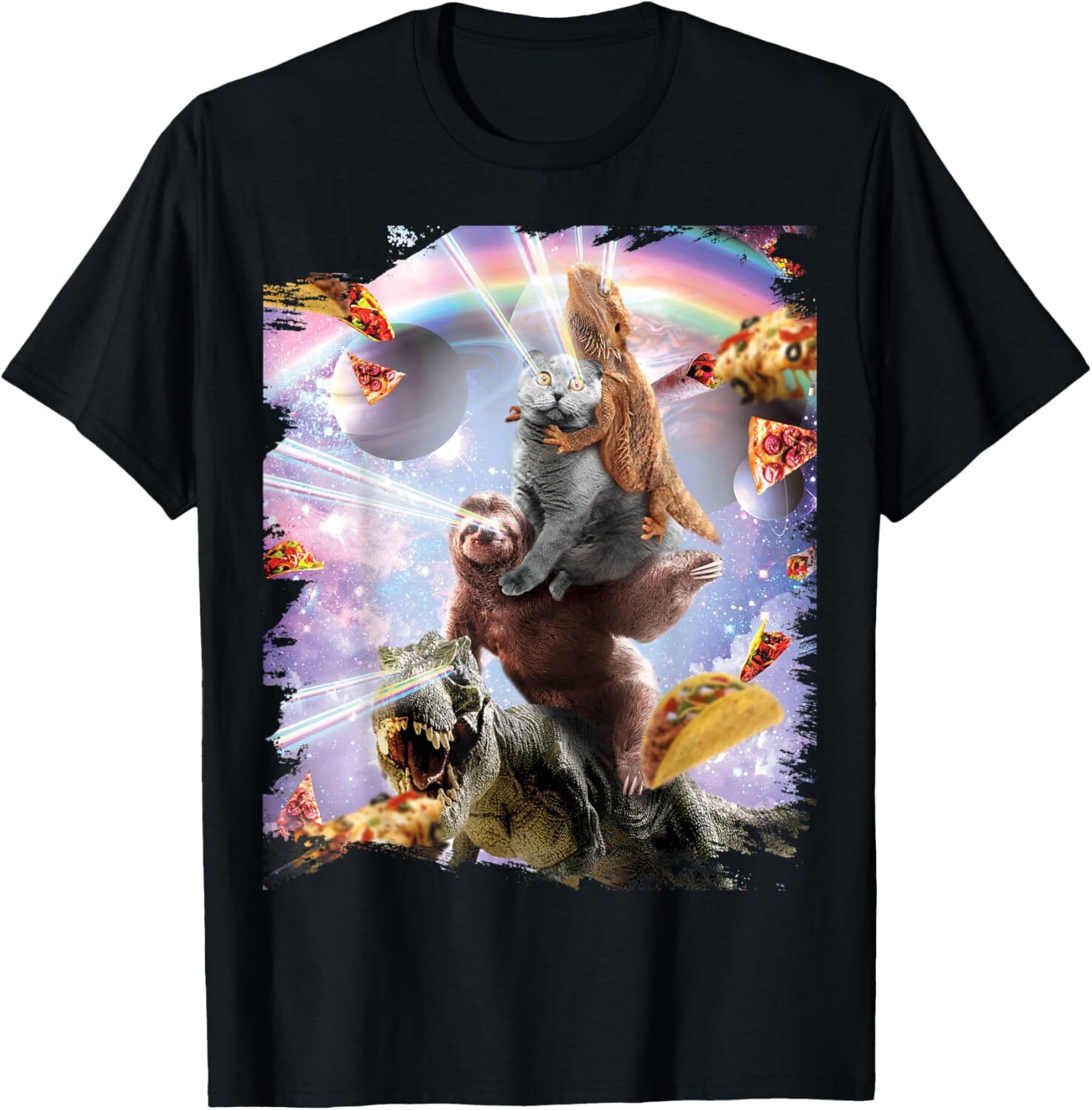 T shirt for Mens Laser Eyes Space Bearded Dragon Cat Sloth Dinosaur Graphic Tee Casual Tops Clothes Short sleeve