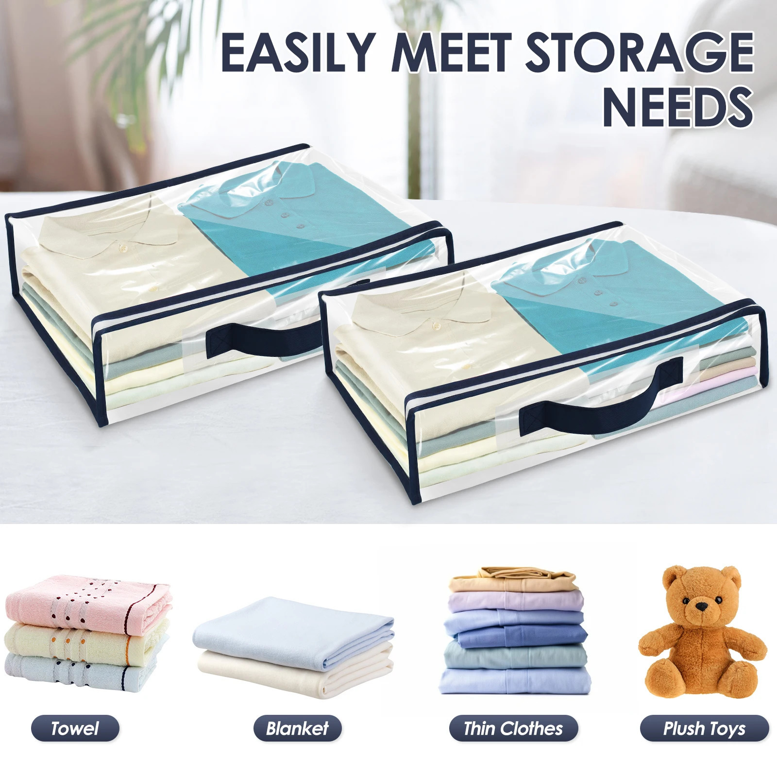 6 Packs Bed Sheet Storage Bags Quilt Clothes Blankets Packing Box Waterproof Dustproof Clear Zippered Pillow Bedding 250407