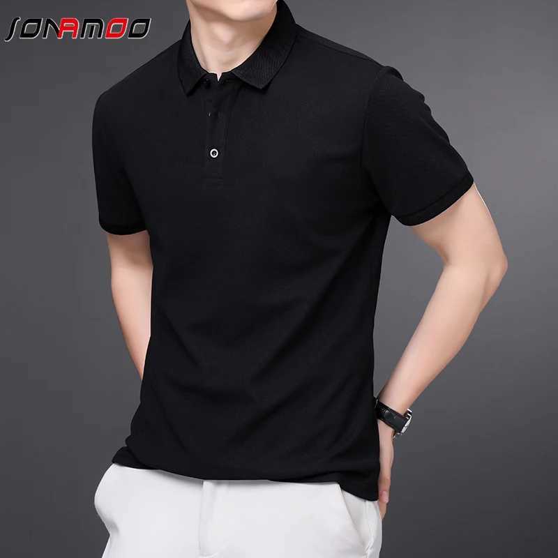 Mens solid color casual fashion short sleeved polo shirt summer comfortable top W250414