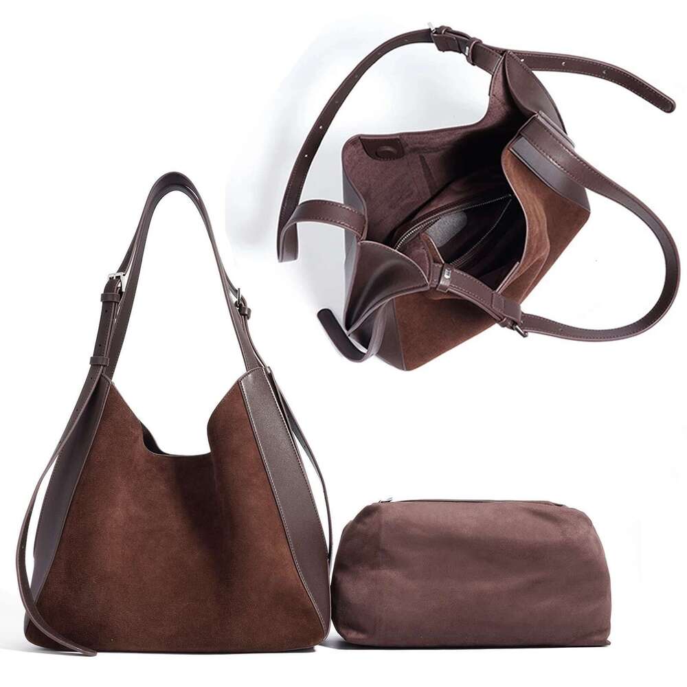 2025 New Suede Women Retro Autumn Winter Shoulder Split Leather Female Armpit Hand Tote Bag