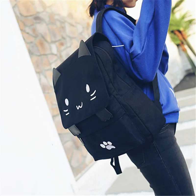 Japanese Stupid Cute 3D Cat Large Capacity Book Bag Girl Cartoon Backpack Womens BackpacksW251113