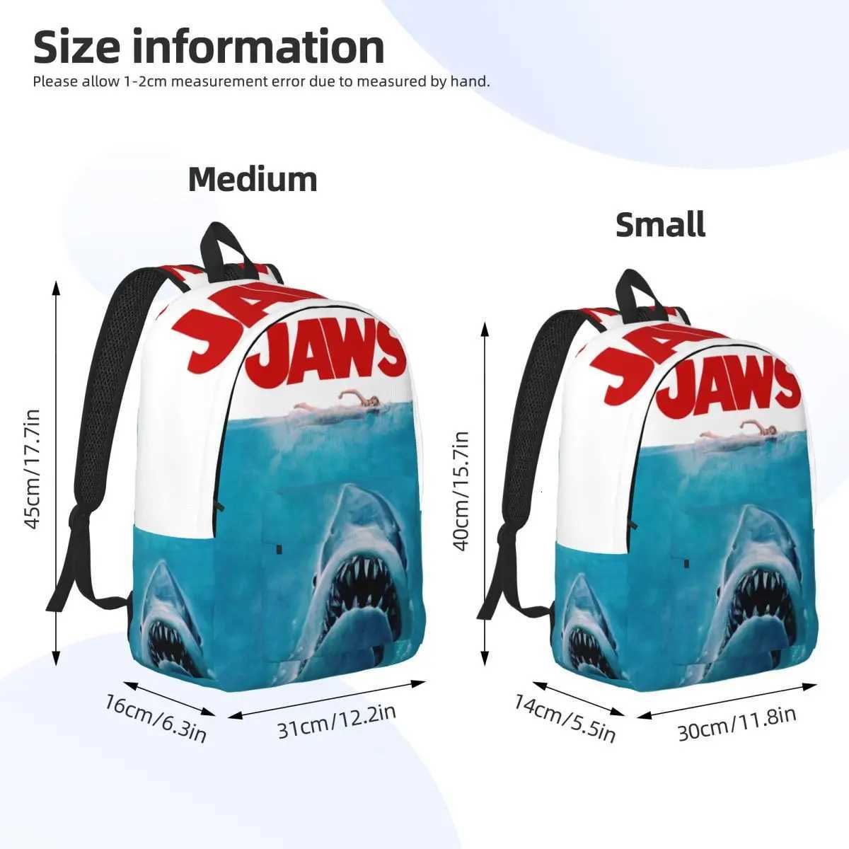 Jaws Original Movie Cool Backpack Outdoor Student Business Retro Daypack for Men Women Laptop Computer Canvas BagsW251113