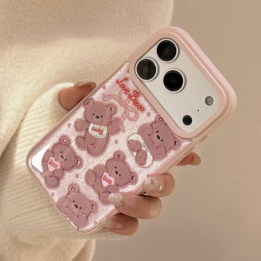 Cute Bear Cartoon Phone Case Compatible with iPhone 17/16 Pro Max Adorable Full Coverage iPhone 15/14 Pro