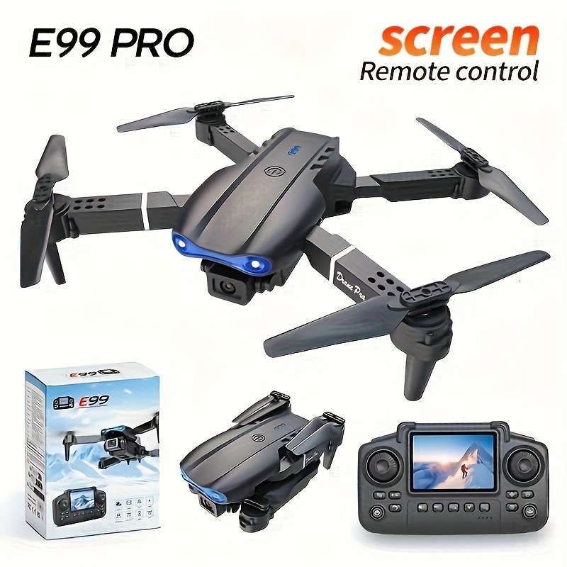 E99PRO Foldable Drone With Screen Remote Controller Dual Cameras & Optical Flow | Smart Follow, Trajectory Flight, Full Accessories Included, Outdoor 