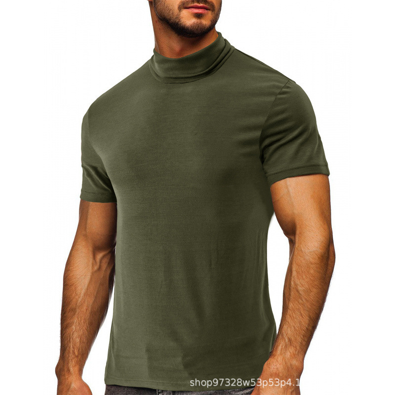 2023 Summer High Collar Underlay Mens Short Sleeve Mens T-Shirt Mens Underlay Top Mens T-Shirt