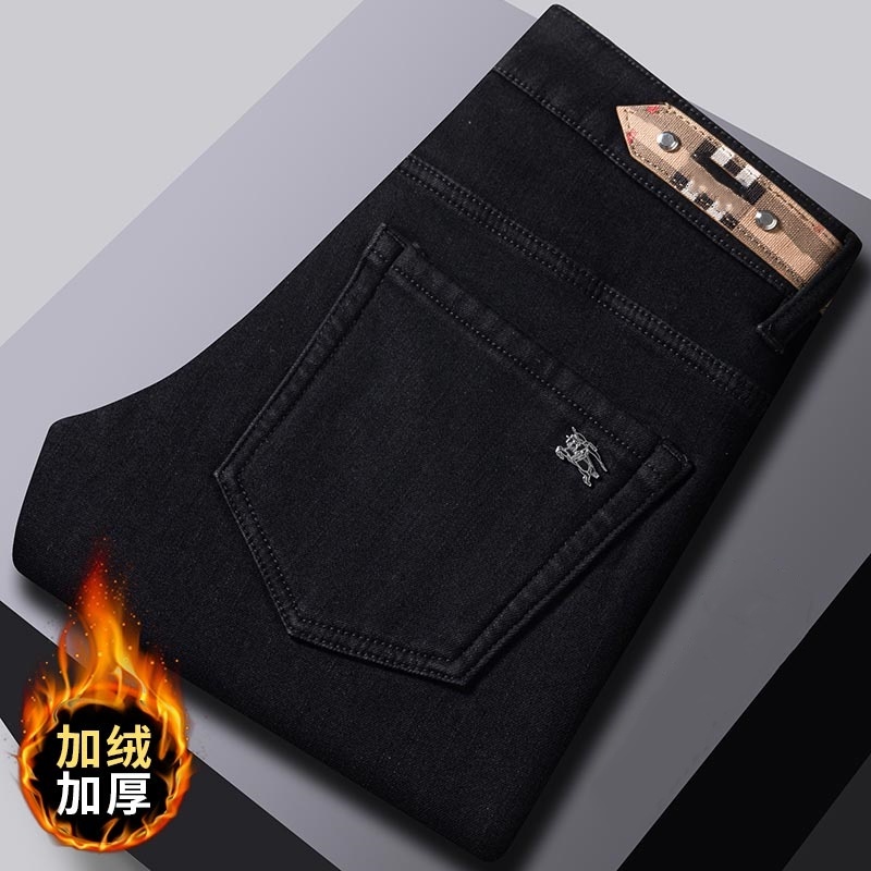 New JEANS Pants pant Men's trousers Stretch FLEECE thickening winter DDicon Embroidered close-fitting jeans cotton slacks washed straight business casual XW985-1-0